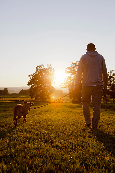 Man with dog on leash