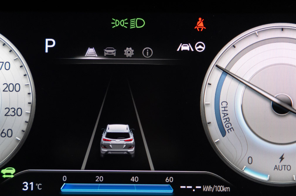 Hyundai Singapore KONA Electric driver supervision cluster closeup