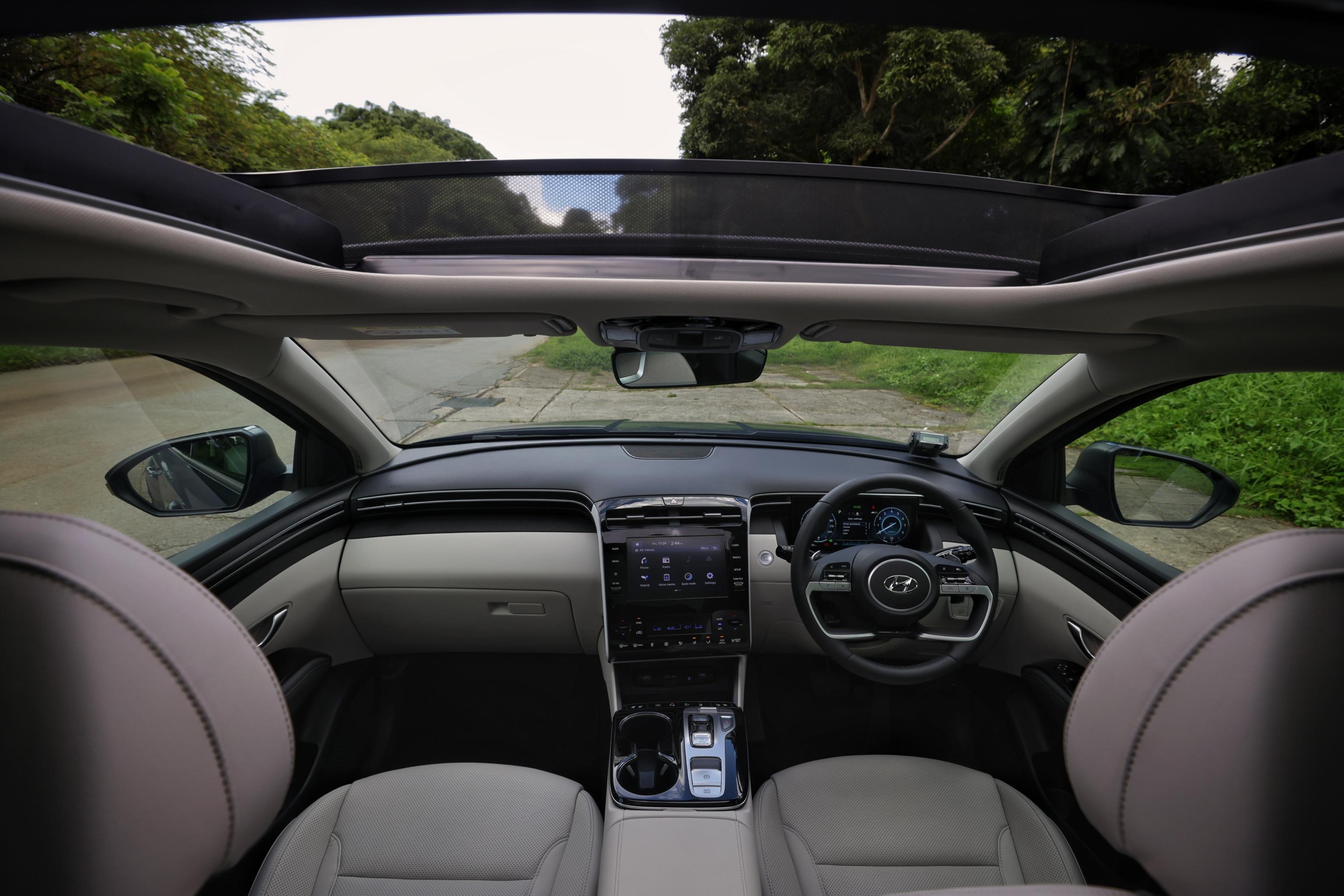 Hyundai Singapore TUCSON Hybrid interior and sunroof